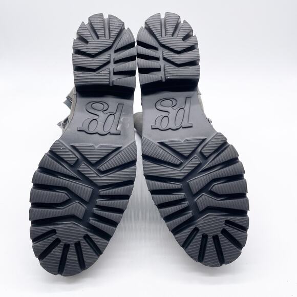 Paul Green Women's Newbury Suede Gray Leather Wedge Chunky Heeled Boots Size 7 - Picture 11 of 12